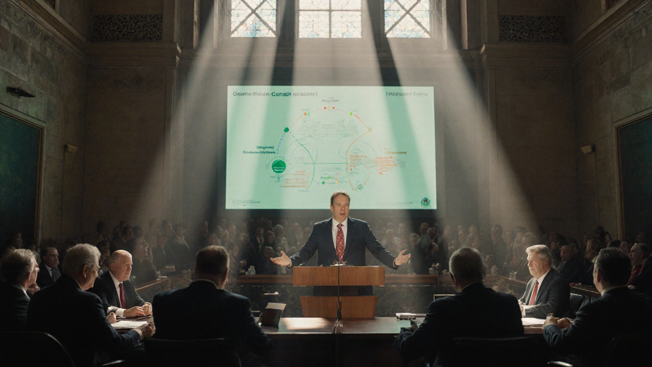 The Greens leader speaking in the Australian Senate, with Labor and Liberal senators listening intently in the chamber.