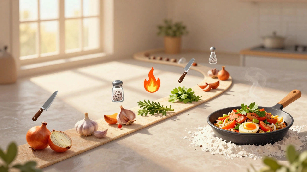Conceptual path of ingredients showing cooking skill progression