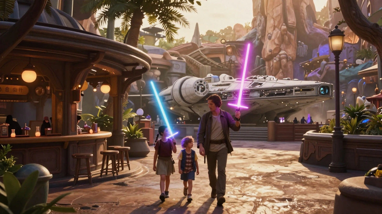 Family exploring Star Wars land at Disney World Orlando