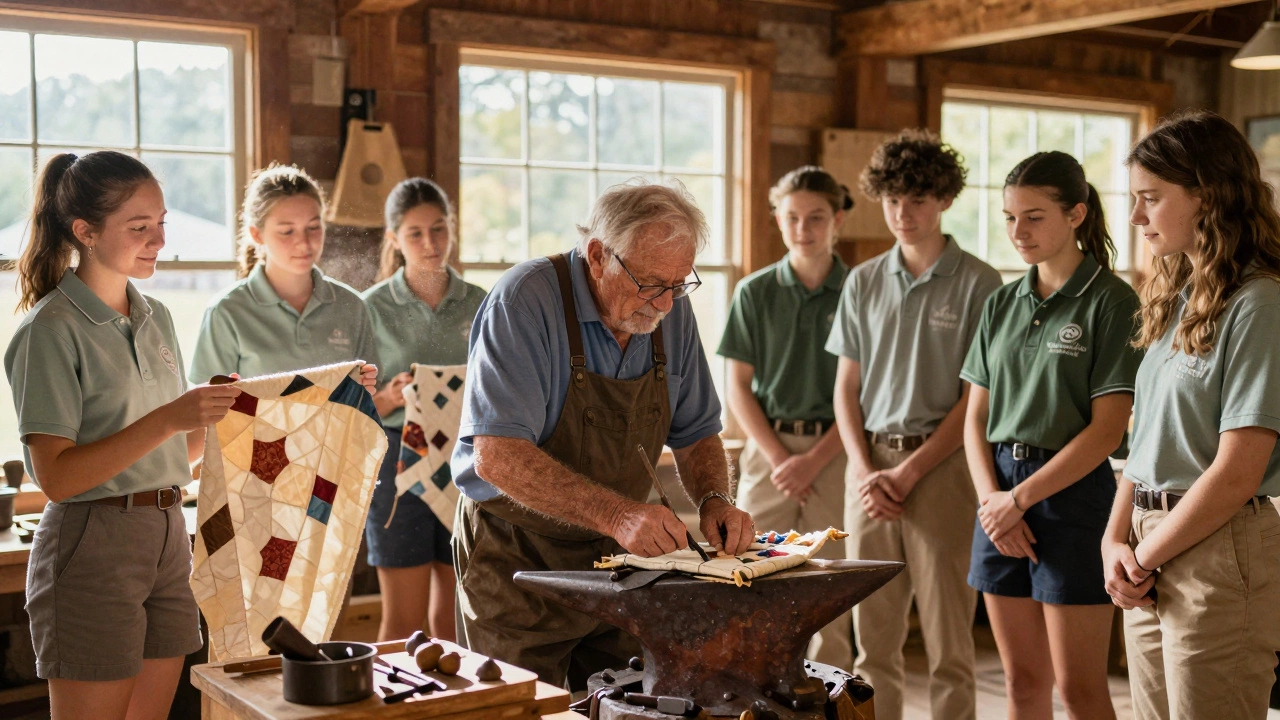 Local teens learning traditional crafts at Dollywood workshop