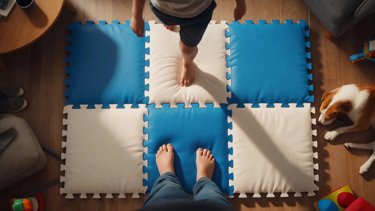 Safe padded VR play area with surrounding hazards